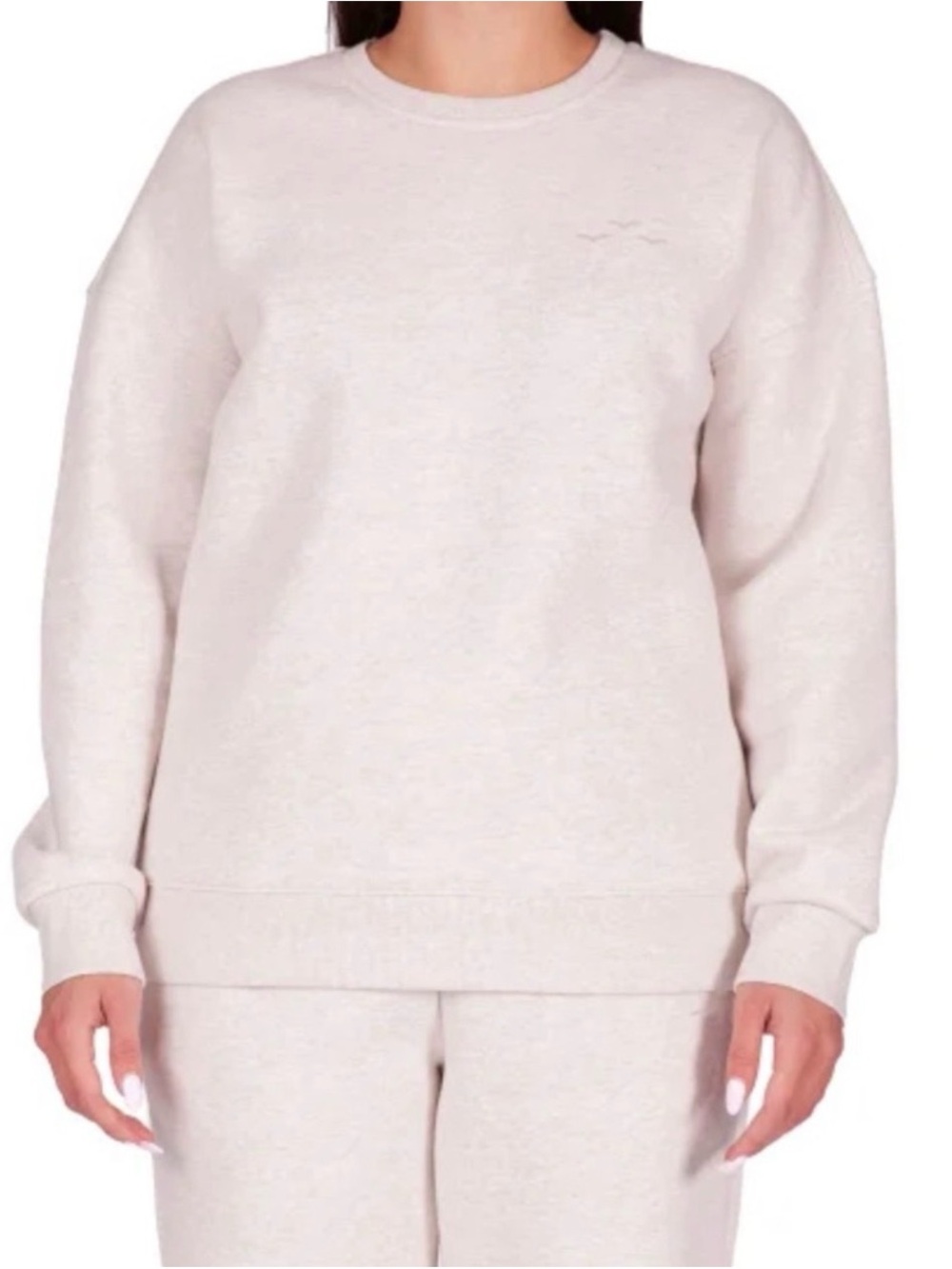 Lazypants Beige Oatmeal Fleece Crewneck Sweatshirt Signature Birds Logo Small S